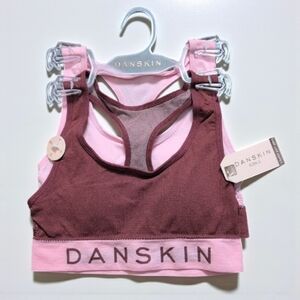 Danskin Girls Set of 2 Super Soft Bras 32/M Pink & Maroon
